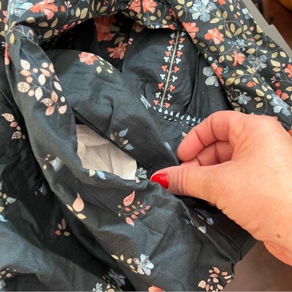 REISTOR Floral Flowy Deep V Short Dress Knee Length Size Small Organic NWT - Picture 11 of 12